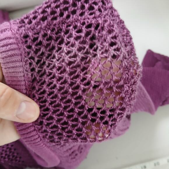 Purple Open Knit Crew Sweater Women XS Y2K Goth Edgy Alternative Boho Vamp Fairy - Picture 7 of 10